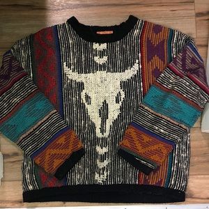 Southwest style pullover sweater. Front and back have the same image.